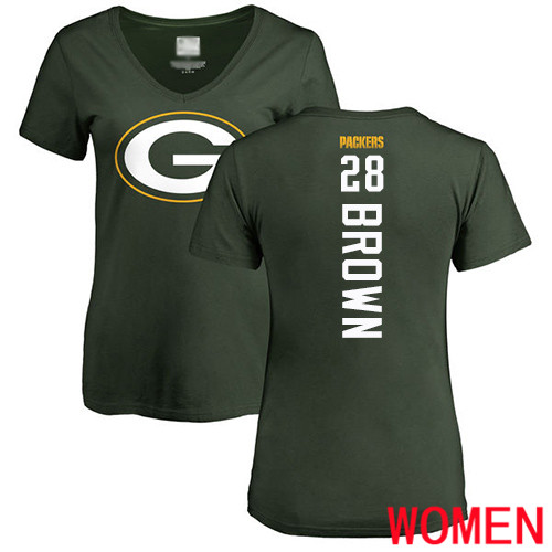 Green Bay Packers Green Women #28 Brown Tony Backer Nike NFL T Shirt->women nfl jersey->Women Jersey
